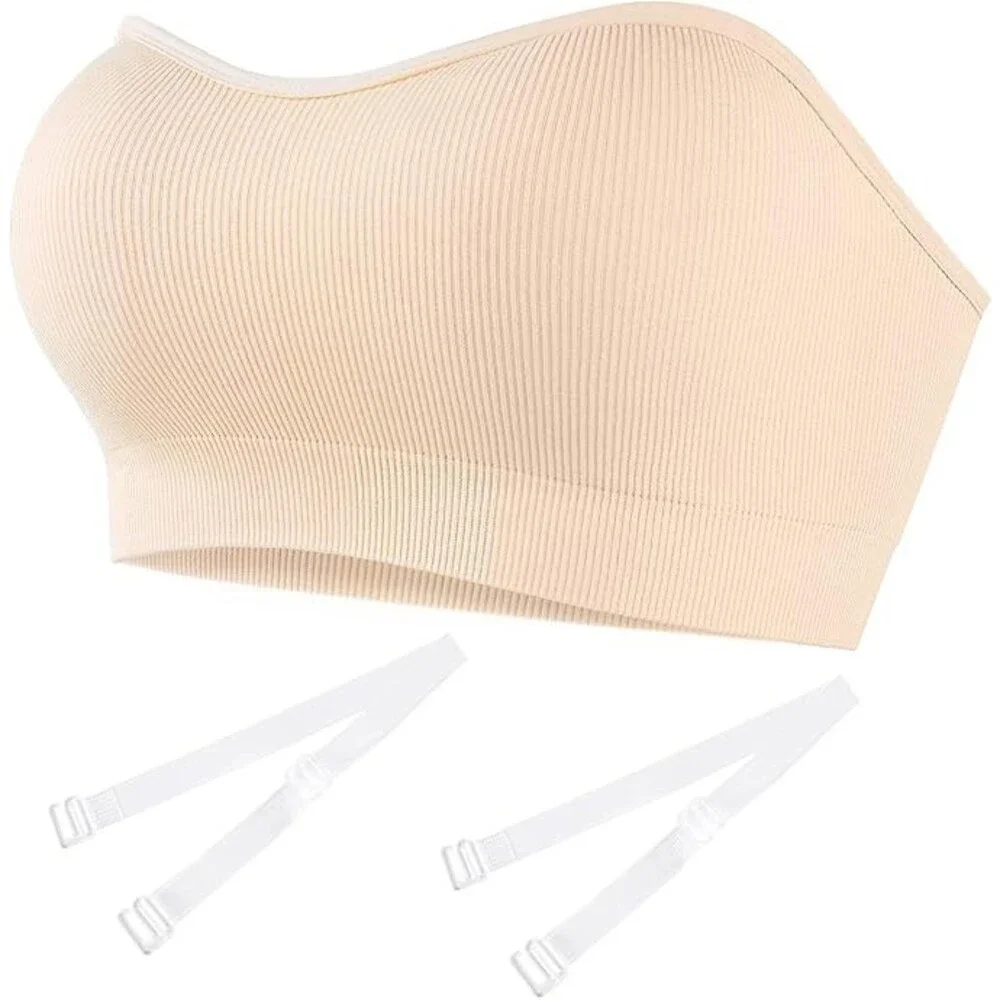 Finduself Strapless Bras for Women Non-Slip Padded Small